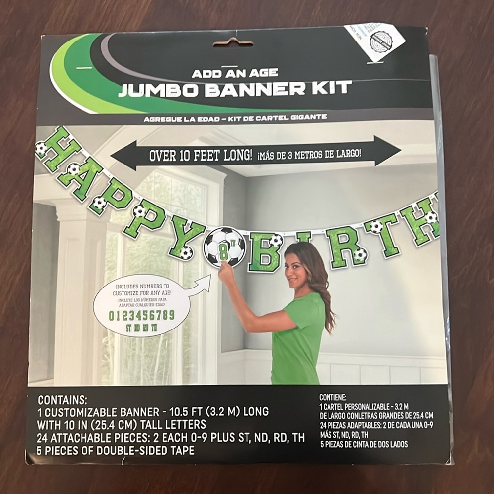 🆕HAPPY BIRTHDAY ⚽️ BANNER. 10’LONG!  Includes #’s to customarize age🥳